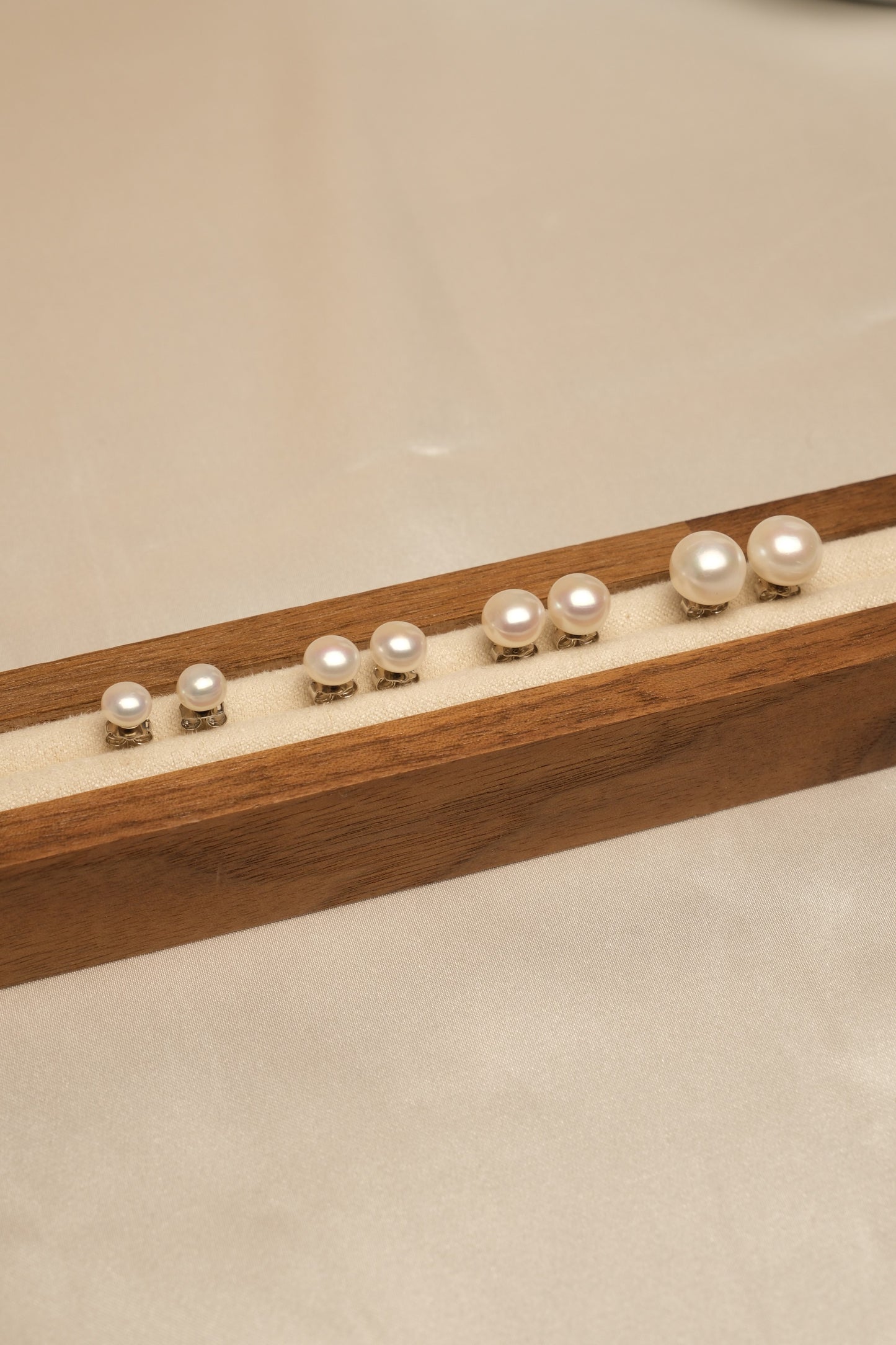 The Pearl Stud Earrings - Button shape