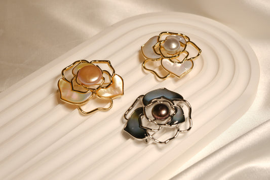 Rose Pearl Brooch Pin
