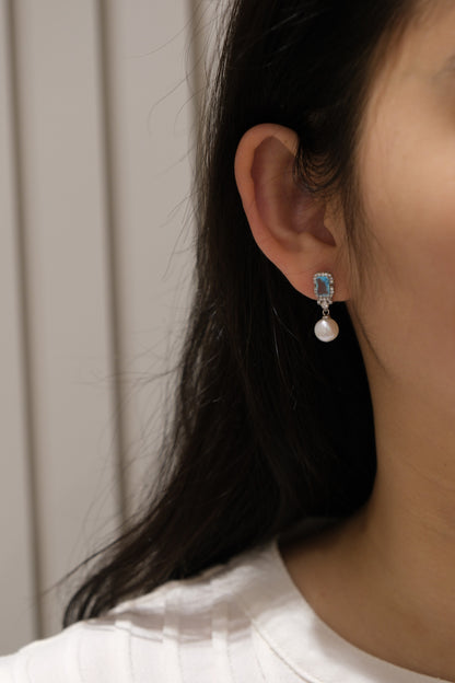 Aqua Pearl Earrings